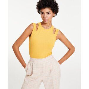 Bar III Women's Honey Yellow Cutout Ribbed Tank Top NWT